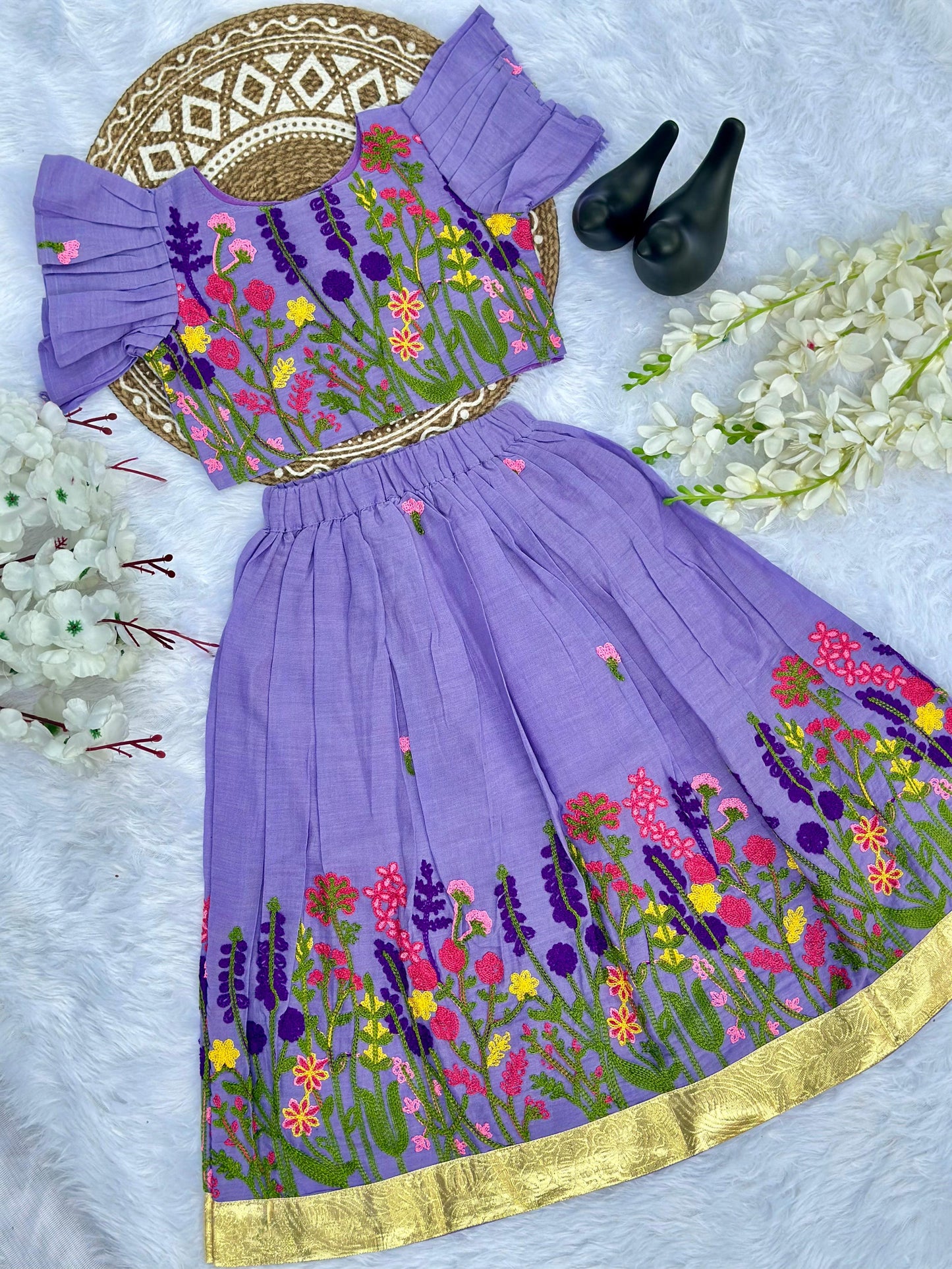 Pure Khadi Cotton Fabric Embroidery work Embroidery Lahenga Choli