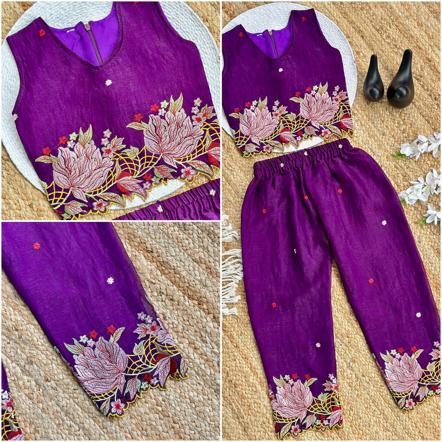 Innovative Jimmy-chu Beautiful Embroidery work Fabric Cord Set