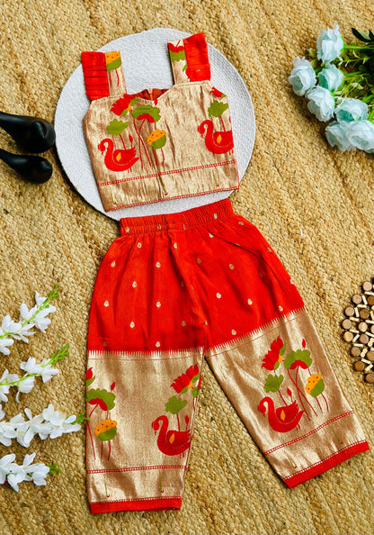 Elegant Gold Zari Work Kids Cord-Set