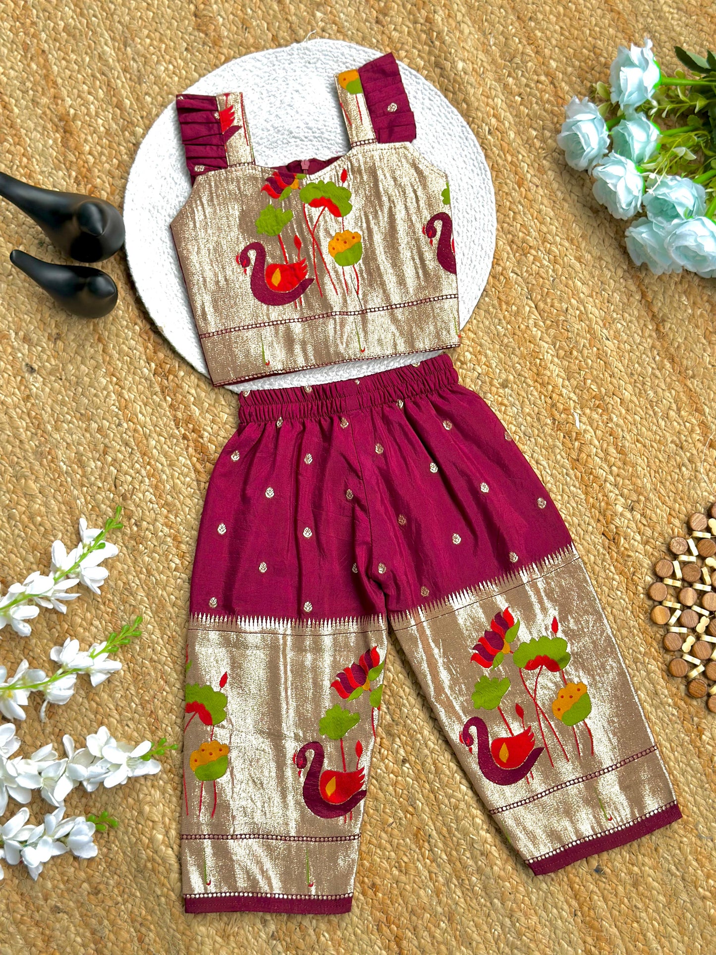 Elegant Gold Zari Work Kids Cord-Set