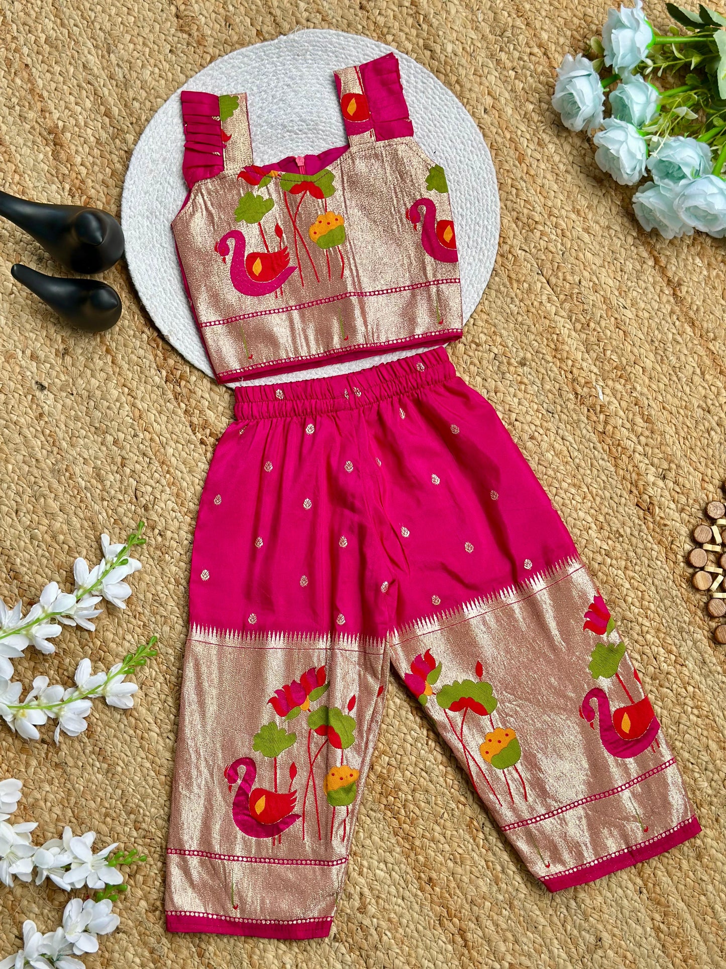 Elegant Gold Zari Work Kids Cord-Set