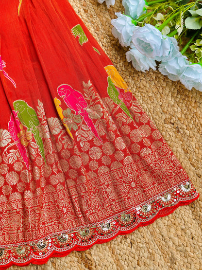 Elegant  Dola Silk Fabric Gown for Girls