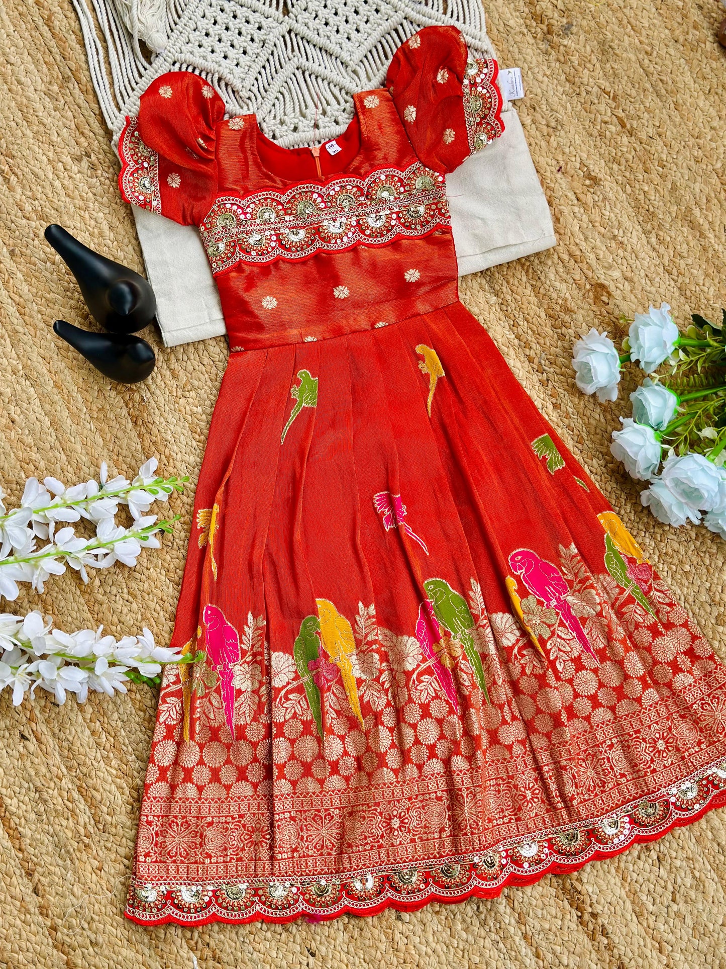 Elegant  Dola Silk Fabric Gown for Girls