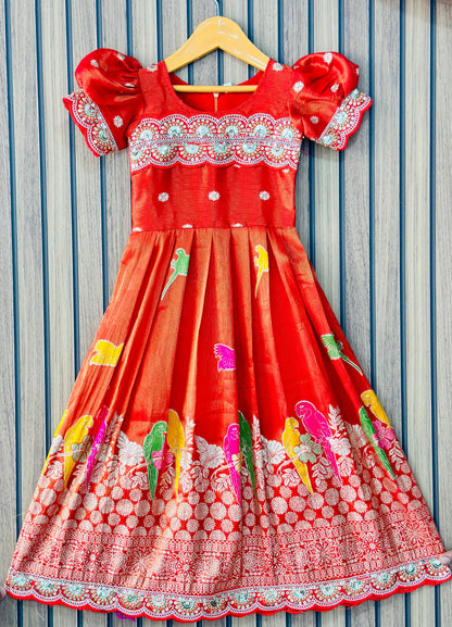 Elegant  Dola Silk Fabric Gown for Girls
