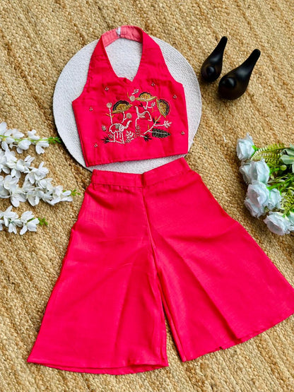 Trending Premium Pure Cotton Fabric With Hand Work Kids Cord-Set