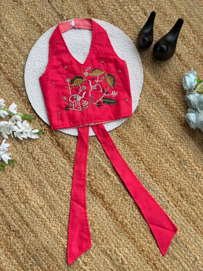 Trending Premium Pure Cotton Fabric With Hand Work Kids Cord-Set