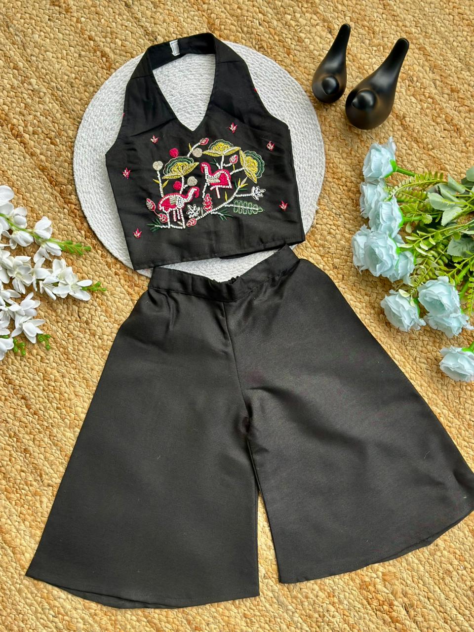 Trending Premium Pure Cotton Fabric With Hand Work Kids Cord-Set