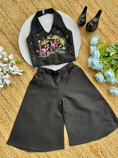 Trending Premium Pure Cotton Fabric With Hand Work Kids Cord-Set