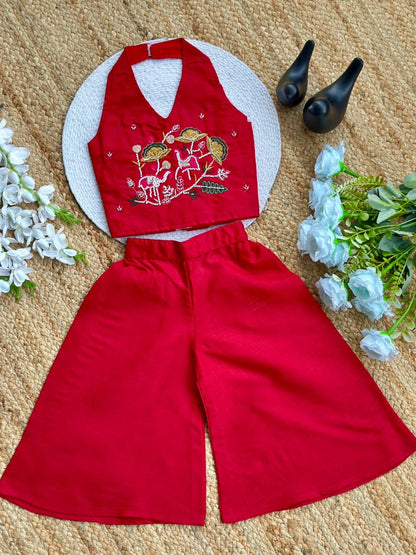 Trending Premium Pure Cotton Fabric With Hand Work Kids Cord-Set