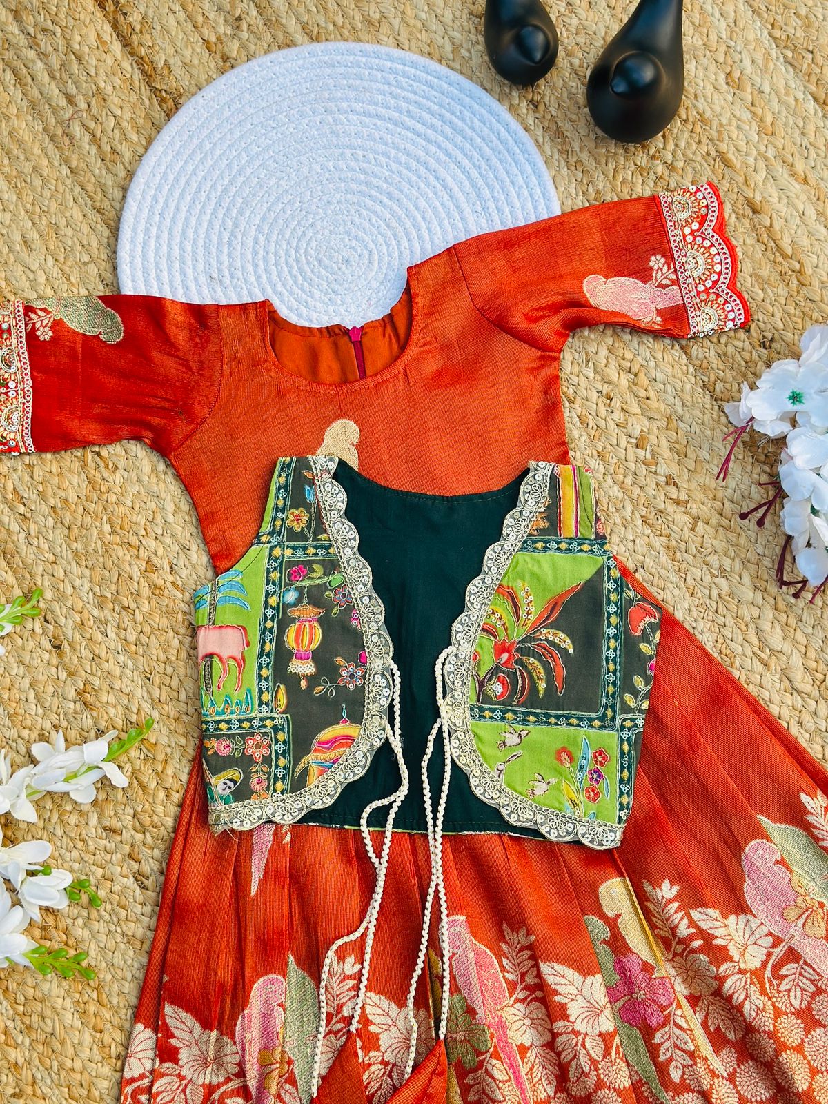 Elegant  Dola Silk Fabric Coti Gown for Girls