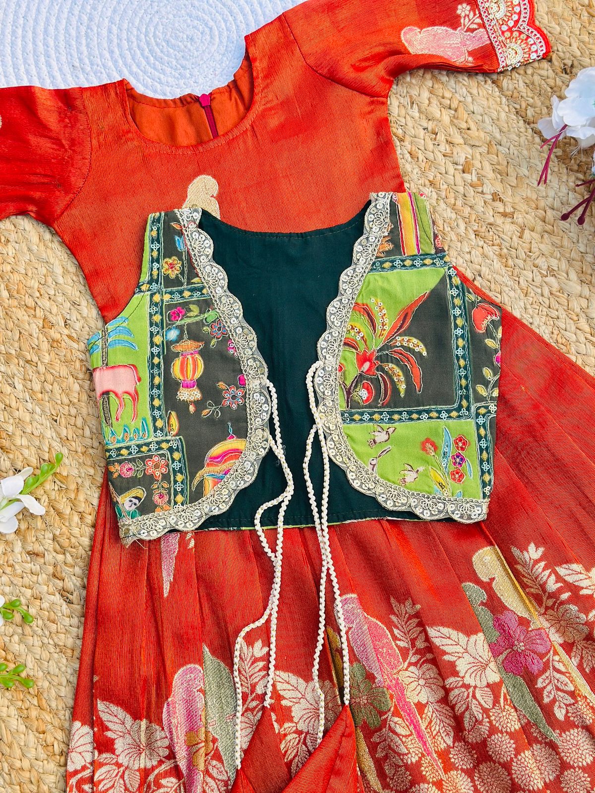 Elegant  Dola Silk Fabric Coti Gown for Girls