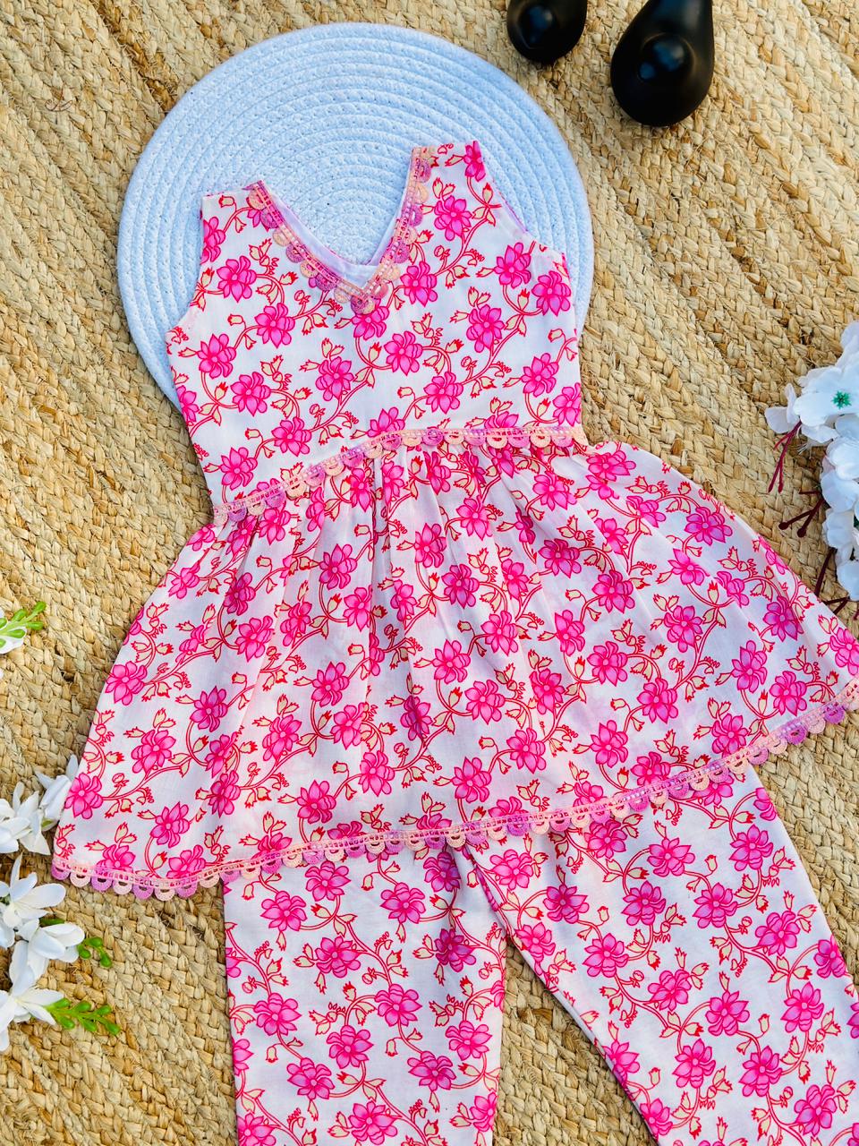 Blooming Beauty Jam Cotton Print Kids Cord-Set