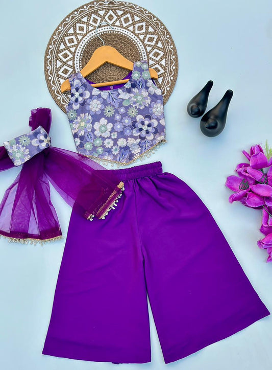 Charming Blooms Stylish Purple Coord Set for Little Fashionista