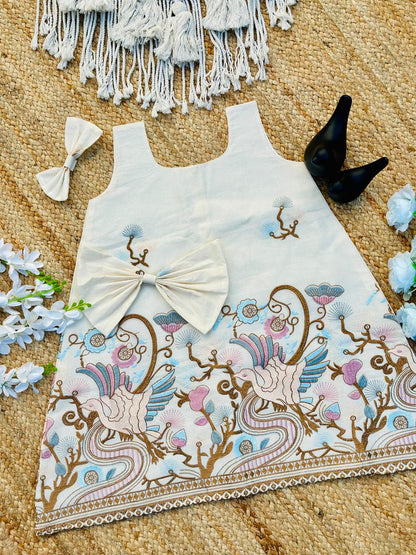 Super Hit Embroidery Work on Pure Khadi Cotton Fabric Kids Frock