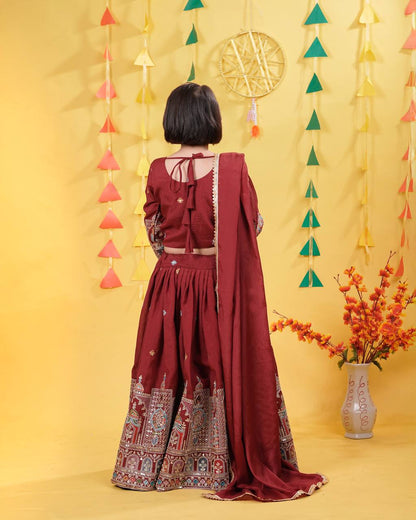 Little Queen’s Maroon Lehenga Set