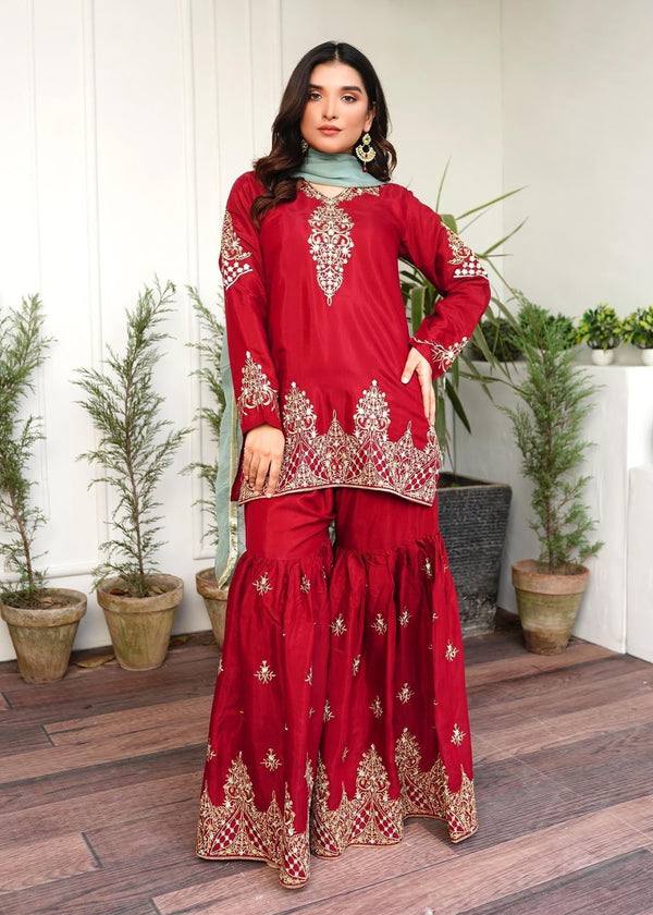 Zariya Red Mother-Daughter Sharara Set