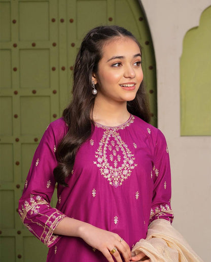 Gulbagh Grape Kurta Set for Girls